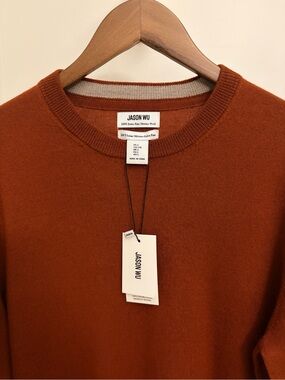 Jason Wu Men’s Crewneck Sweater in Rust Orange 100% Merino Wool